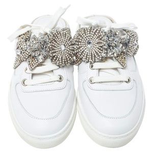 Sophia Webster White Leather Flower Mulle